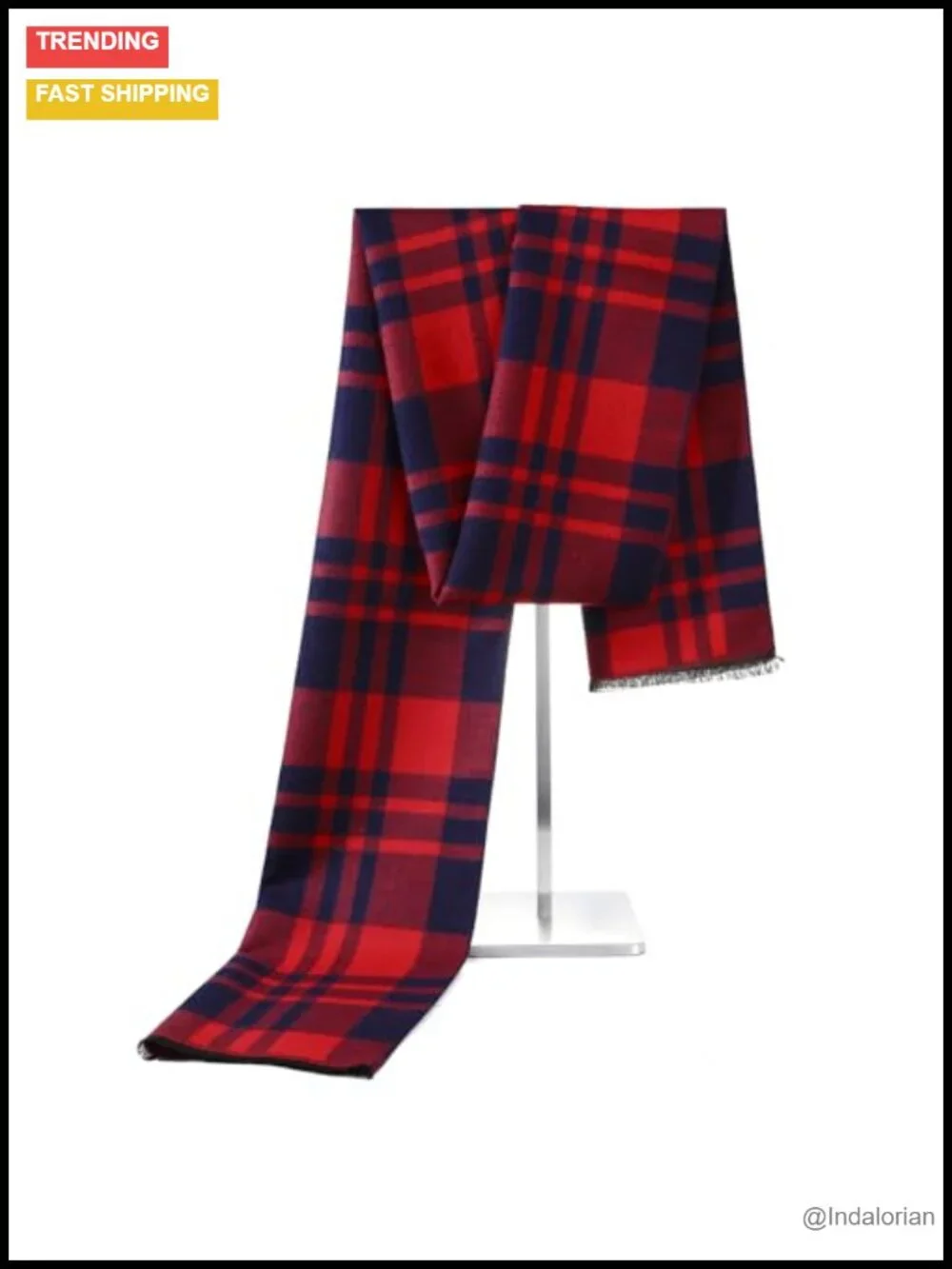 Men's Winter Warm Long Soft Scarf Plaid Tassel Classic Scarves